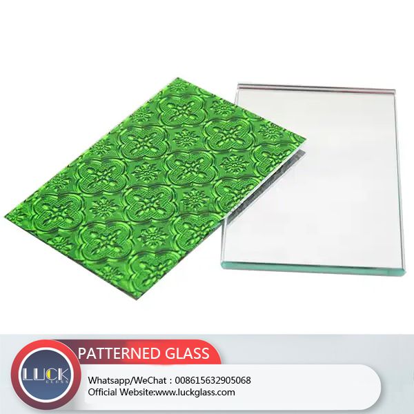 Decorated glass flora 3.5mm 3.7mm blue green clear window tempered grade patterned glass