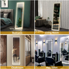 WUYIXI Full-Length Floor Mirror with LED Lights, Free Standing Tall Mirror, Wall Mounted Hanging Mirror, Vanity Makeup Lighted Mirror, Full-Size Body Mirror, Dressing Mirror