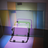 LUCK 4mm Gradient Color door Art Iridescent coloured Coated Dichroic Sheet Glass for Building Decoration